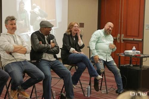 Panelists Charles Newman, Kirkland Morris, Harriet Duncan and Jon Stockton at The Artist Workshop: Career Day