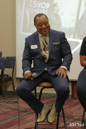 Panelist Curtis Elerson laughs at The Artist Workshop: Career Day 