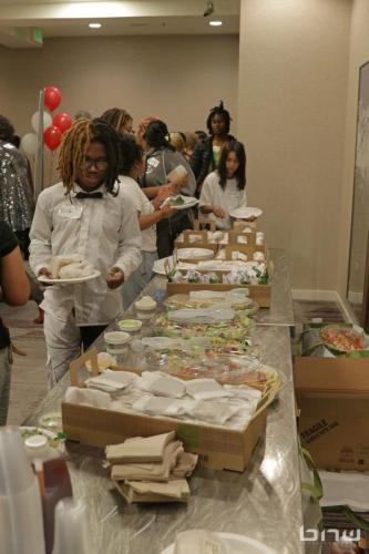 Workshop members enjoy lunch provided by Panera at The Artist Workshop: Career Day