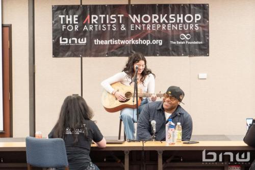 Artist Workshop team member Asia Selah going first and performing an original song at The Artist Workshop: Auditions Round One.