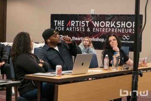 Workshop production team and judge panel Lorna Pack, Shyan Selah and Candice Richardson at The Artist Workshop: Auditions Round One.