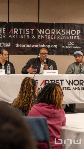 Shyan Selah speaks alongside John Silva and Erik Willis at the Artist Workshop: The Creative Process  