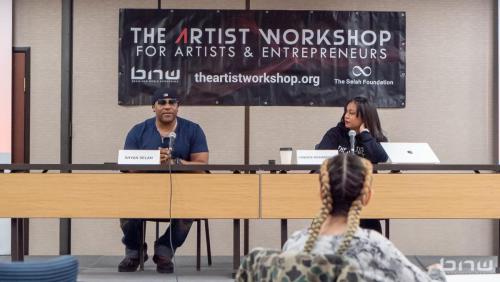 Panelist Shyan Selah speaks alongside Candice Richard at The Artist Workshop: The Long Money Game (Publishing and Licensing) 