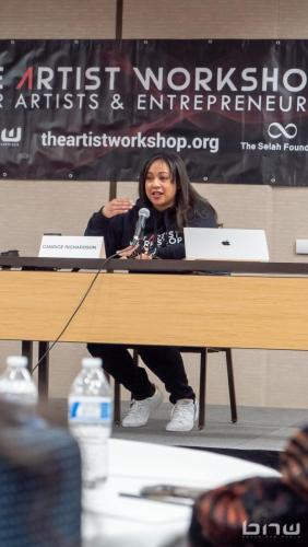 Panelist Candice Richard speaks at The Artist Workshop: The Long Money Game (Publishing and Licensing) 