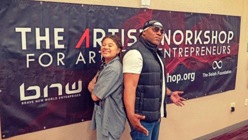 Artist Workshop founder Shyan Selah with our Promotions Director Asia Selah at The Artist Workshop: The Long Money Game