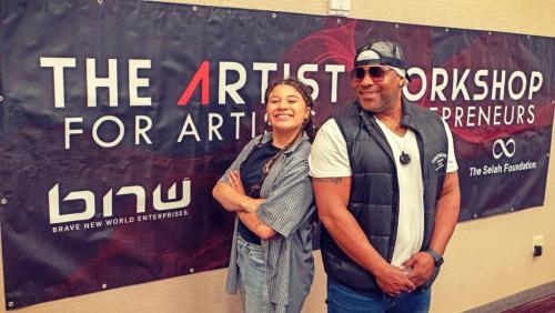 Artist Workshop founder Shyan Selah with our Promotions Director Asia Selah at The Artist Workshop: The Long Money Game