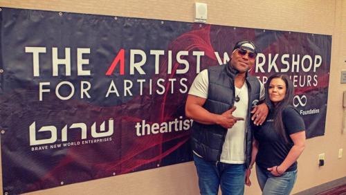 Founder Shyan Selah with Event Producer Lorna Pack at The Artist Workshop: The Long Money Game.