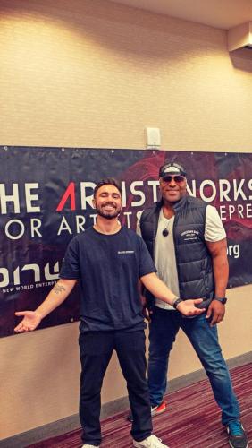 Founder Shyan Selah with Video Director Larry Dominico at The Artist Workshop: The Long Money Game.