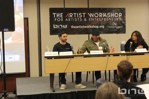 Brave New World's Larry Dominico, Shyan Selah and Candice Richardson at The Artist Workshop: Production 101