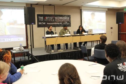 Brave New World's Larry Dominico, Shyan Selah and Candice Richardson at The Artist Workshop: Production 101