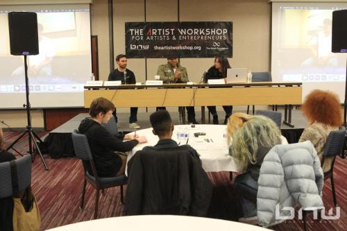 Brave New World's Larry Dominico, Shyan Selah and Candice Richardson at The Artist Workshop: Production 101