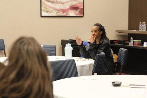 An attendee asks a question at The Artist Workshop: Production 101 