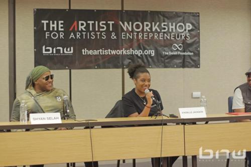 A'Noelle Jackson speaks alongside Shyan Selah and Kirkland Morris at The Artist Workshop: The Actor.
