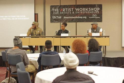Shyan Selah speaks alongside A'Noelle Jackson and Kirkland Morris at The Artist Workshop: The Actor panel.