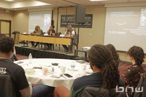 Attendees listen to the panelists at The Artist Workshop: The Actor