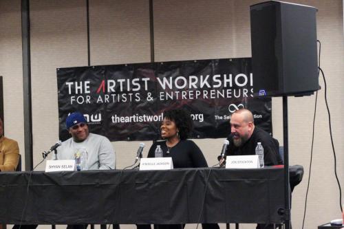 Panelists Shyan Selah, A'Noelle Jackson, and Jon Stockton at The Artist Workshop: Making the Deal.