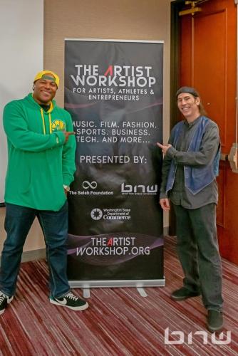 Founder Shyan Selah poses with Music and Film Director Martin Guigui at The Artist Workshop: The Musician.