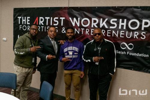 From left to right: Darion Dotson, Curtis Elerson, Jesse Johnson and Shyan Selah at The Artist Workshop: Music and Entertainment 101